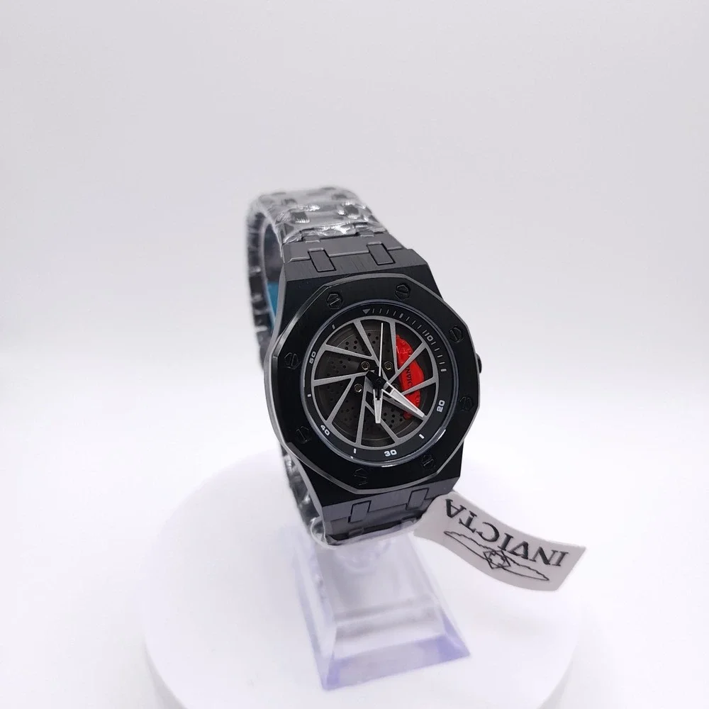 Invicta Speedway Rim 70036 Black Racing Wheel Watch New Box